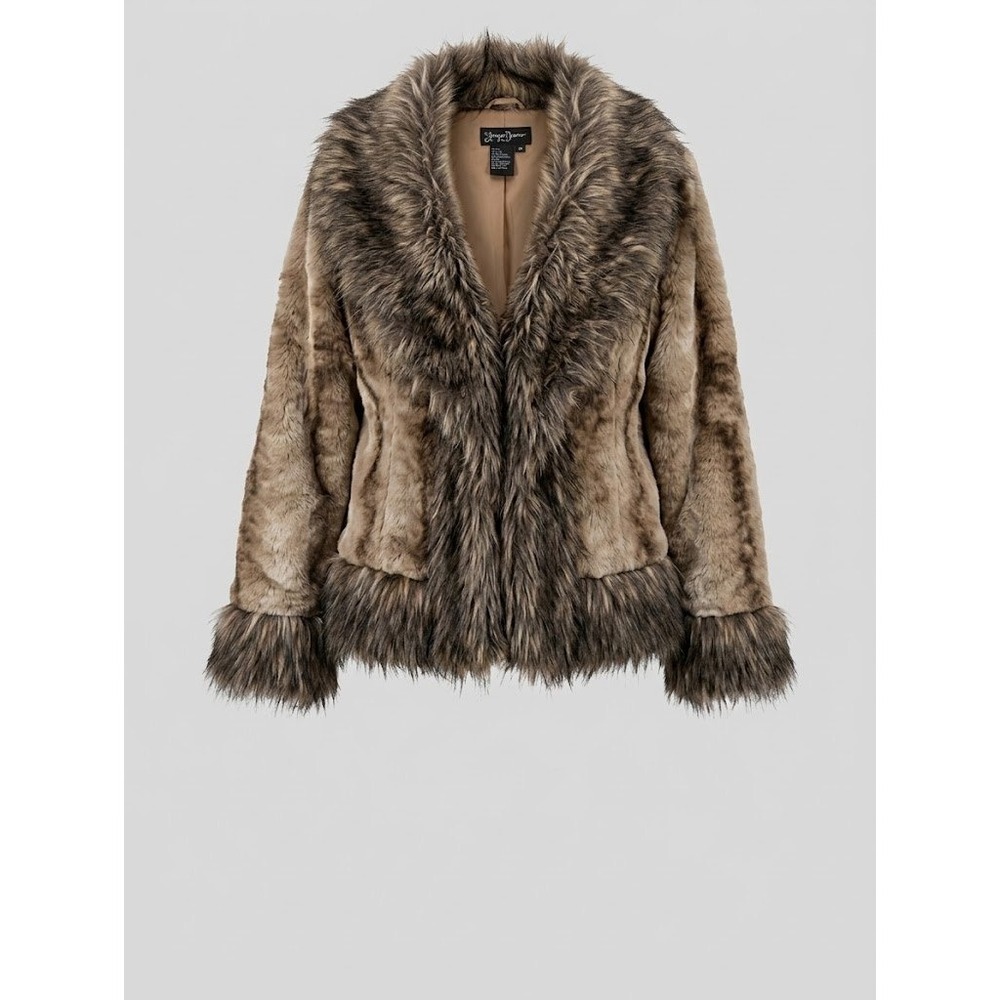 Vintage 90s Y2K Prosper & Denne Brown Faux Fur Jacket Mob Wife Penny Lane Glam